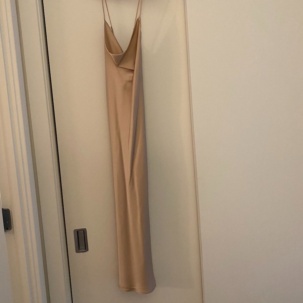 Show Me Your Mumu Verona Cowl Dress in Champagne Luxe Satin Size XS